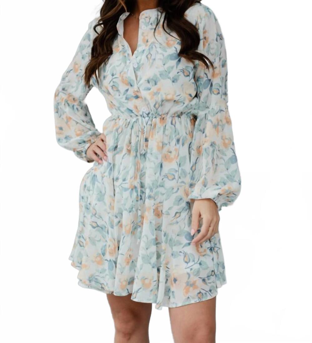 NEW PANACHE APPAREL floral mini dress in white pastel